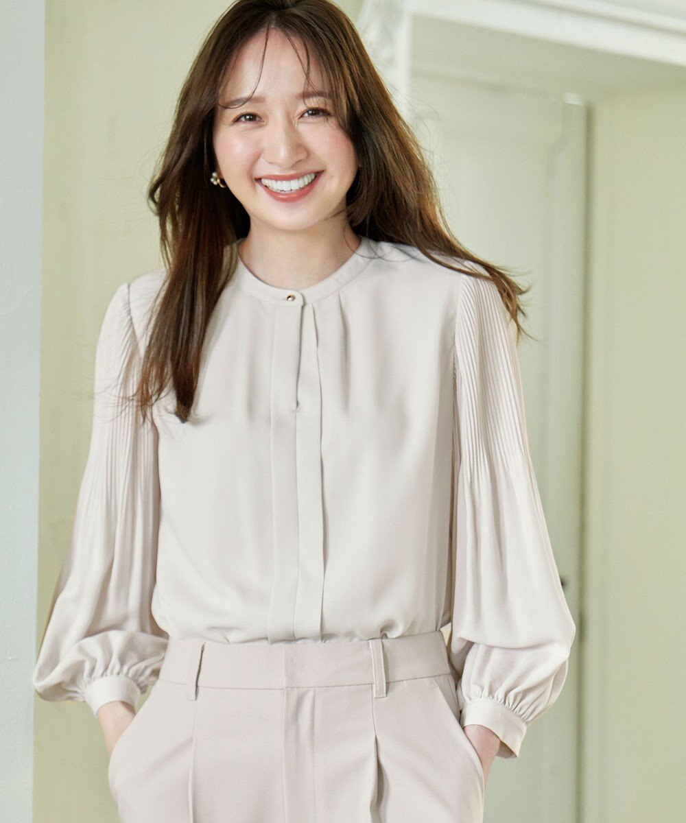 ANY 【洗濯機可/2WAY】プリーツスリーブブラウス 