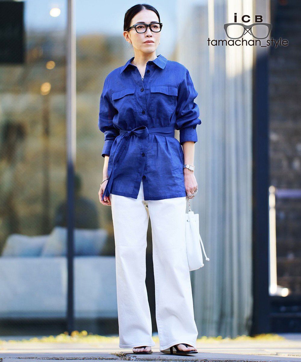 ICB L 【ICB×tamachan_style コラボ】スタイルアップ ワイドデニム 