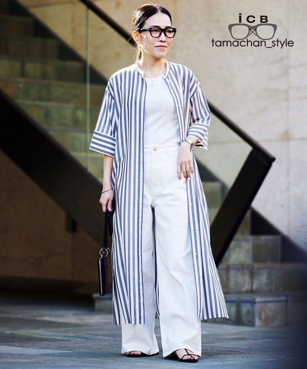 ICB L 【ICB×tamachan_style コラボ】スタイルアップ ワイドデニム 