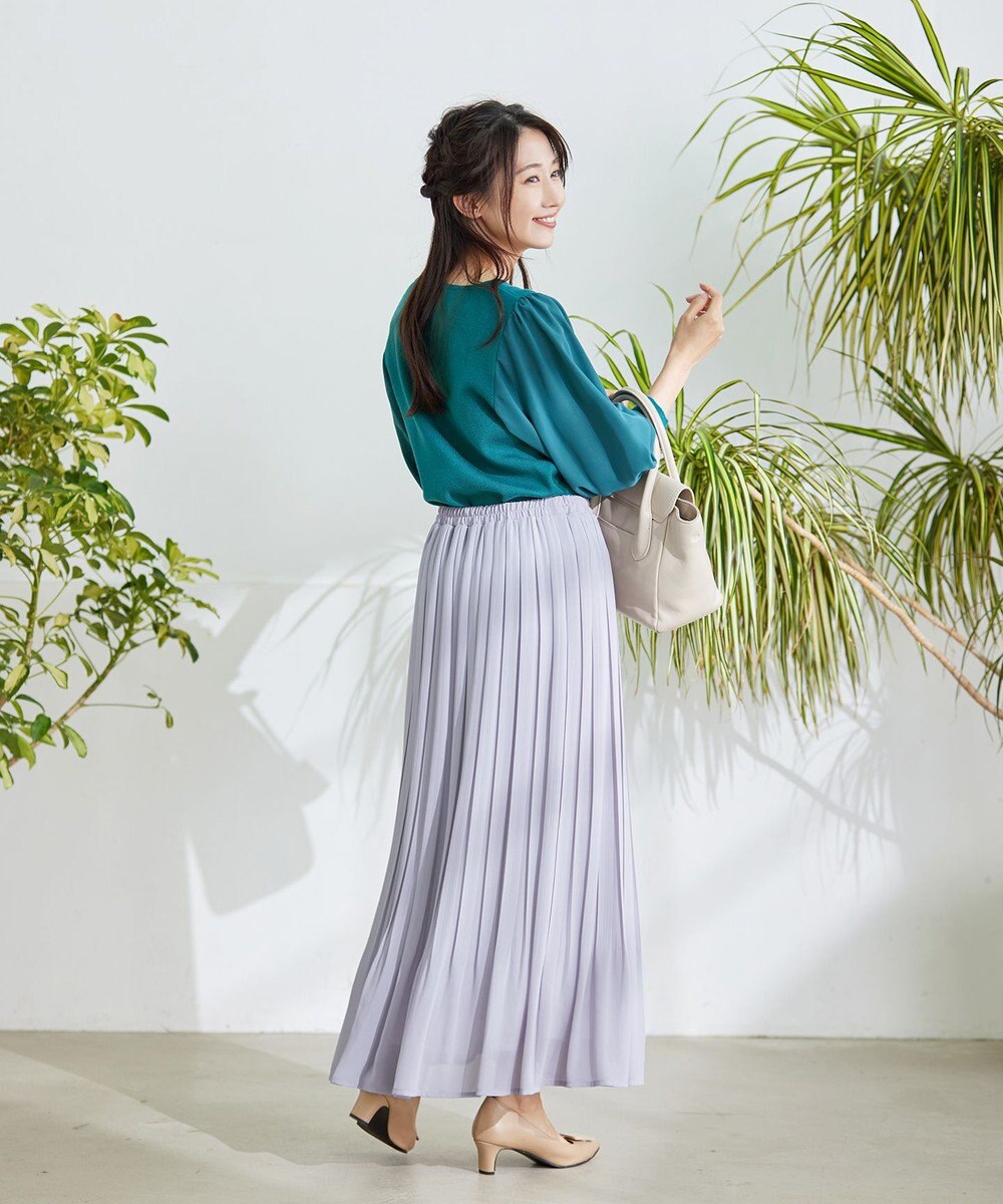 Tiaclasse 【洗える/ウエストゴム】 ジョーゼットプリーツスカート 