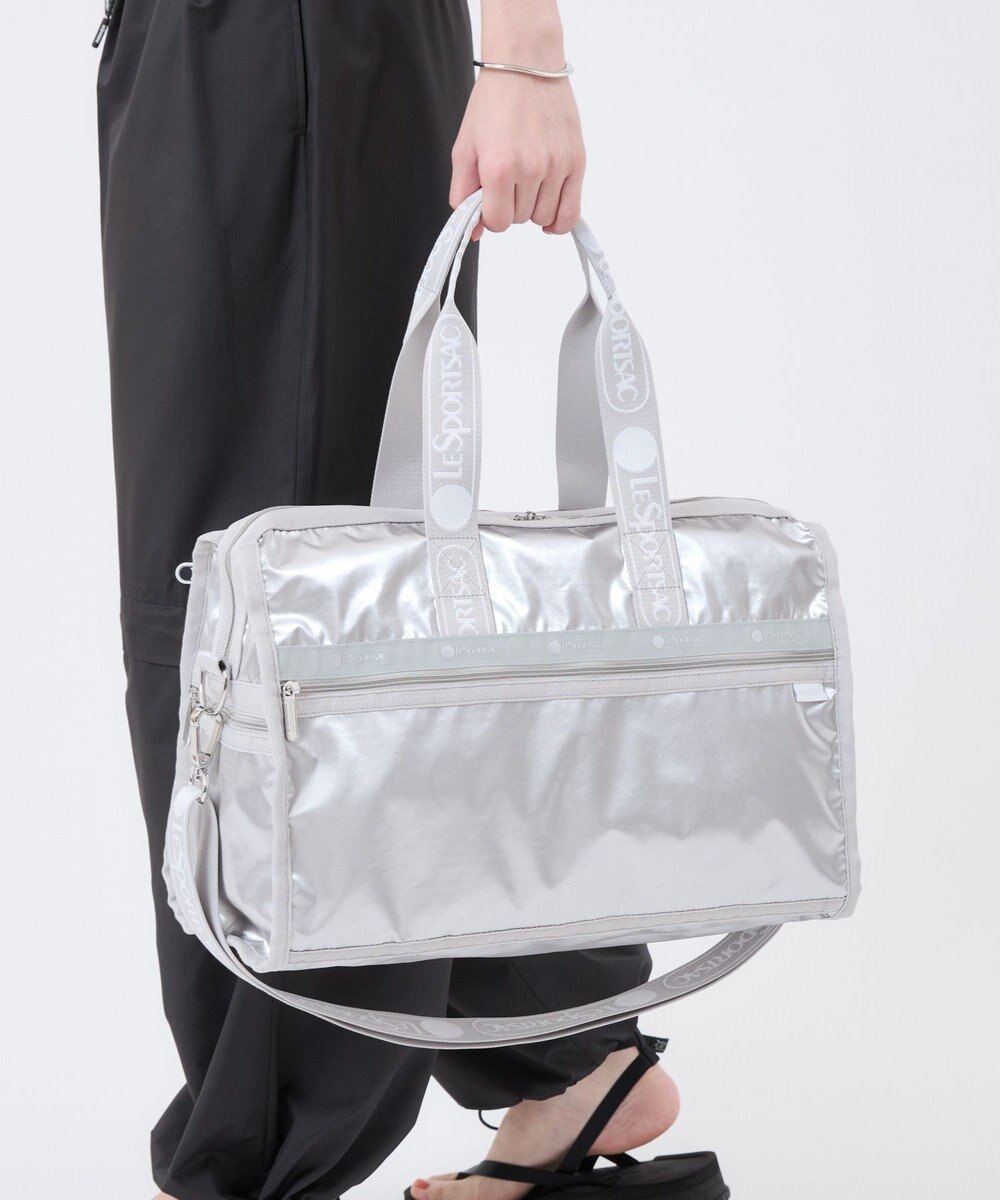 LeSportsac DELUXE MED WEEKENDER MH/ロゴジャガードシルバースナイデル 