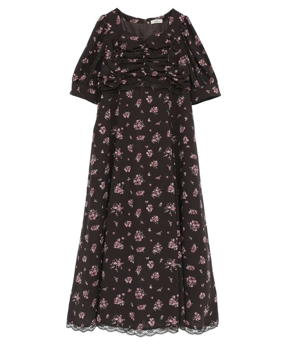 earth music&ecology レース切替フラワーロングワンピース 