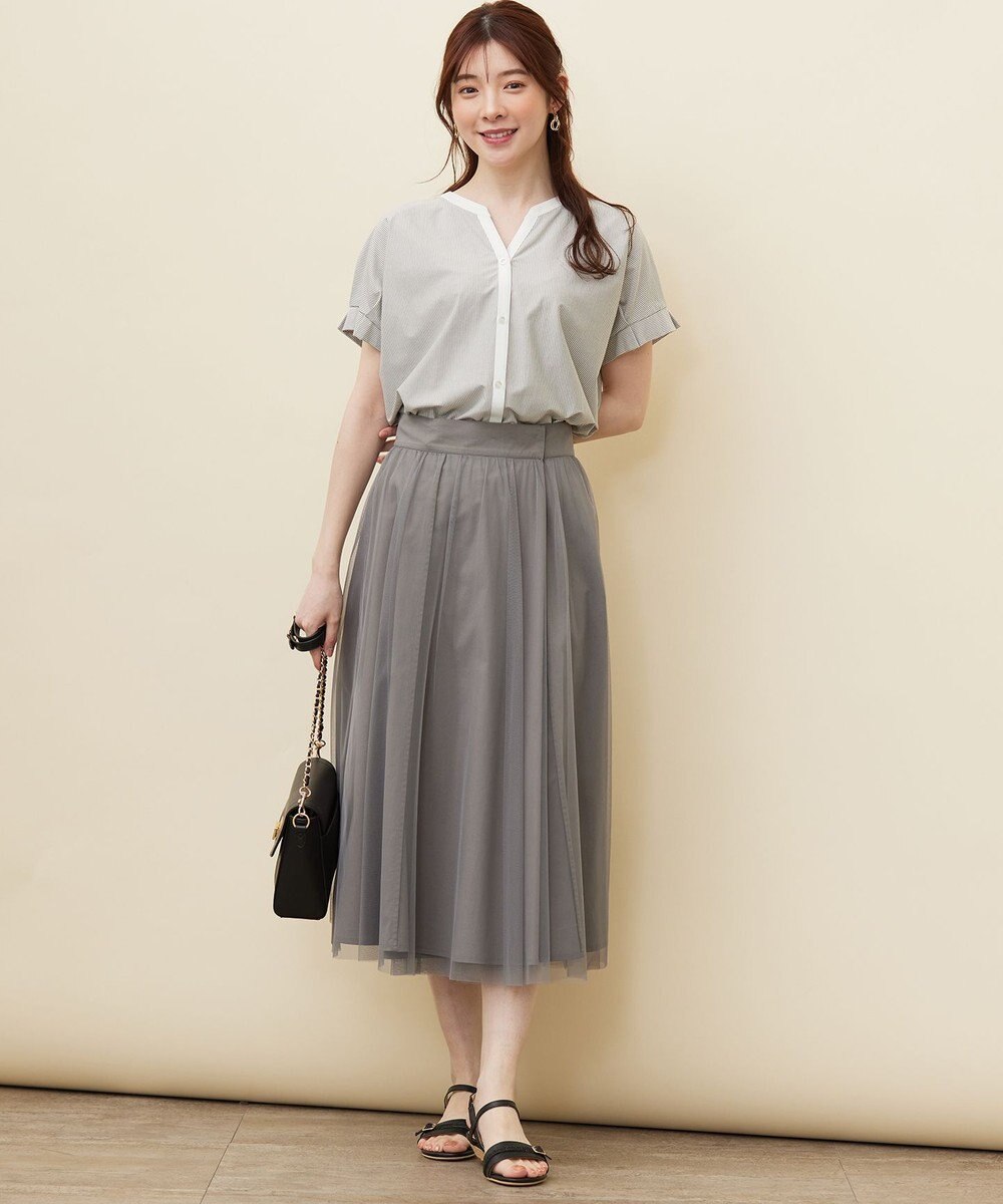 ANY SIS S 【洗える】シルケットストライプスキッパー カットソー 