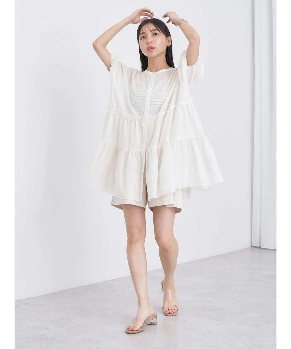 earth music&ecology 綿ローンティアードチュニック 