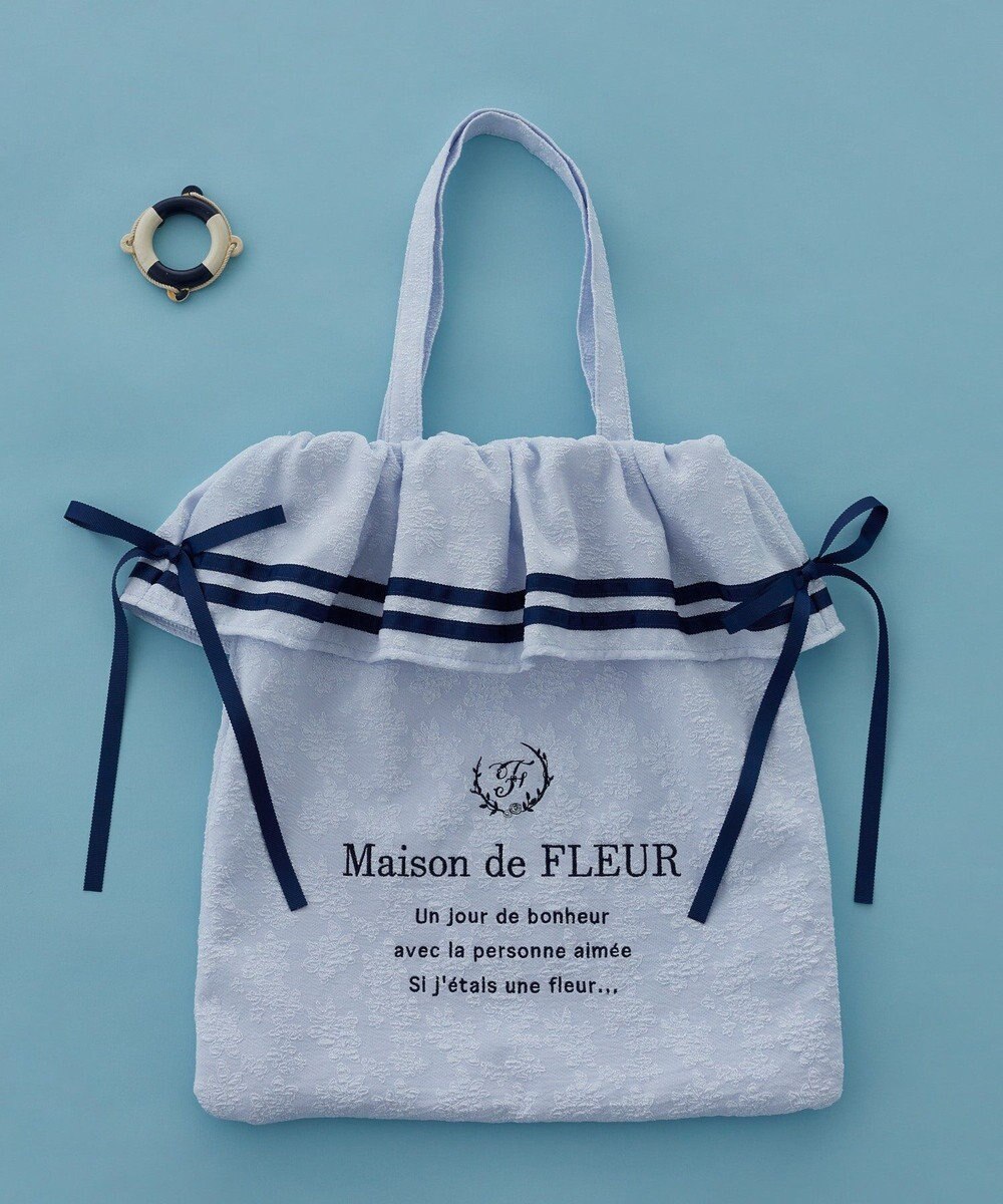 Maison de FLEUR ラインリボンジャカードトートバッグ 