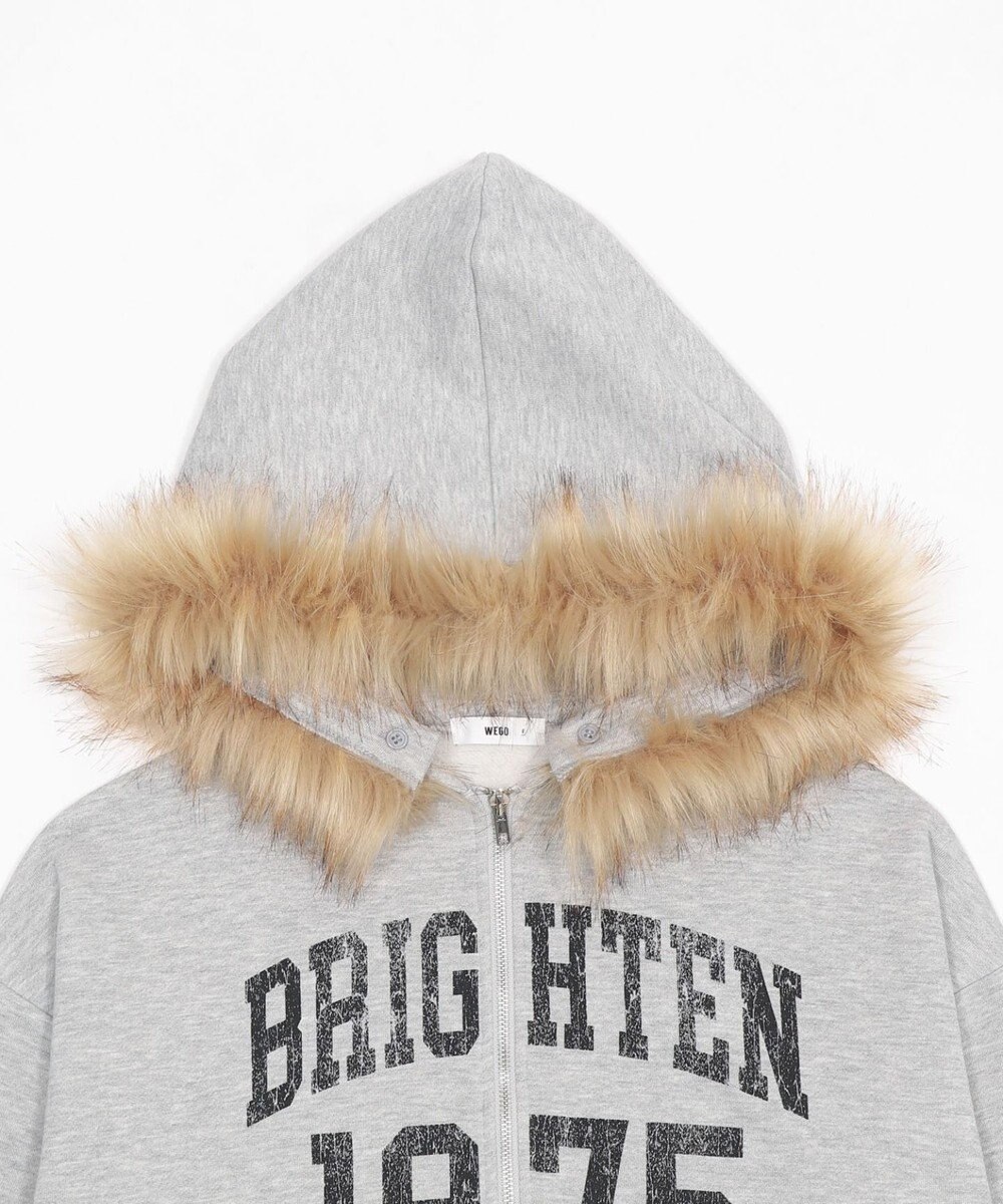 WEGO 裏起毛ファーフードBIGZIPパーカー 