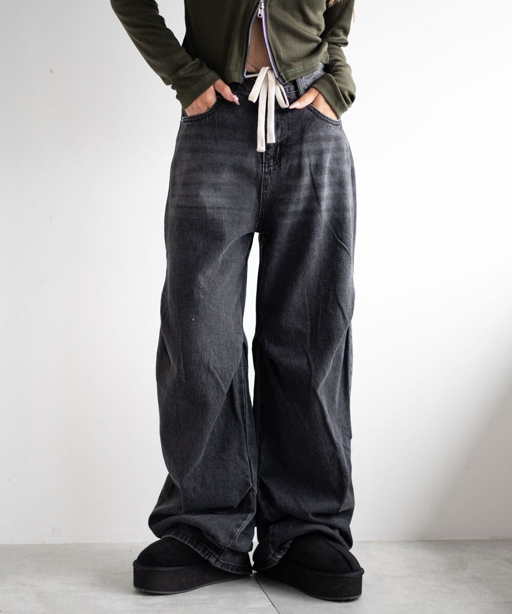WEGO ドロストコードフレアデニム 