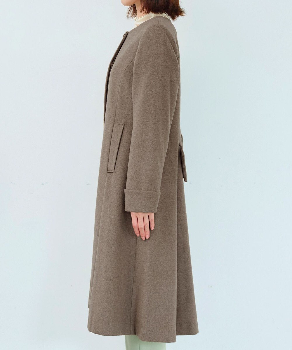 Tiaclasse 【ウール混】ノーカラーバックリボンウールコート 
