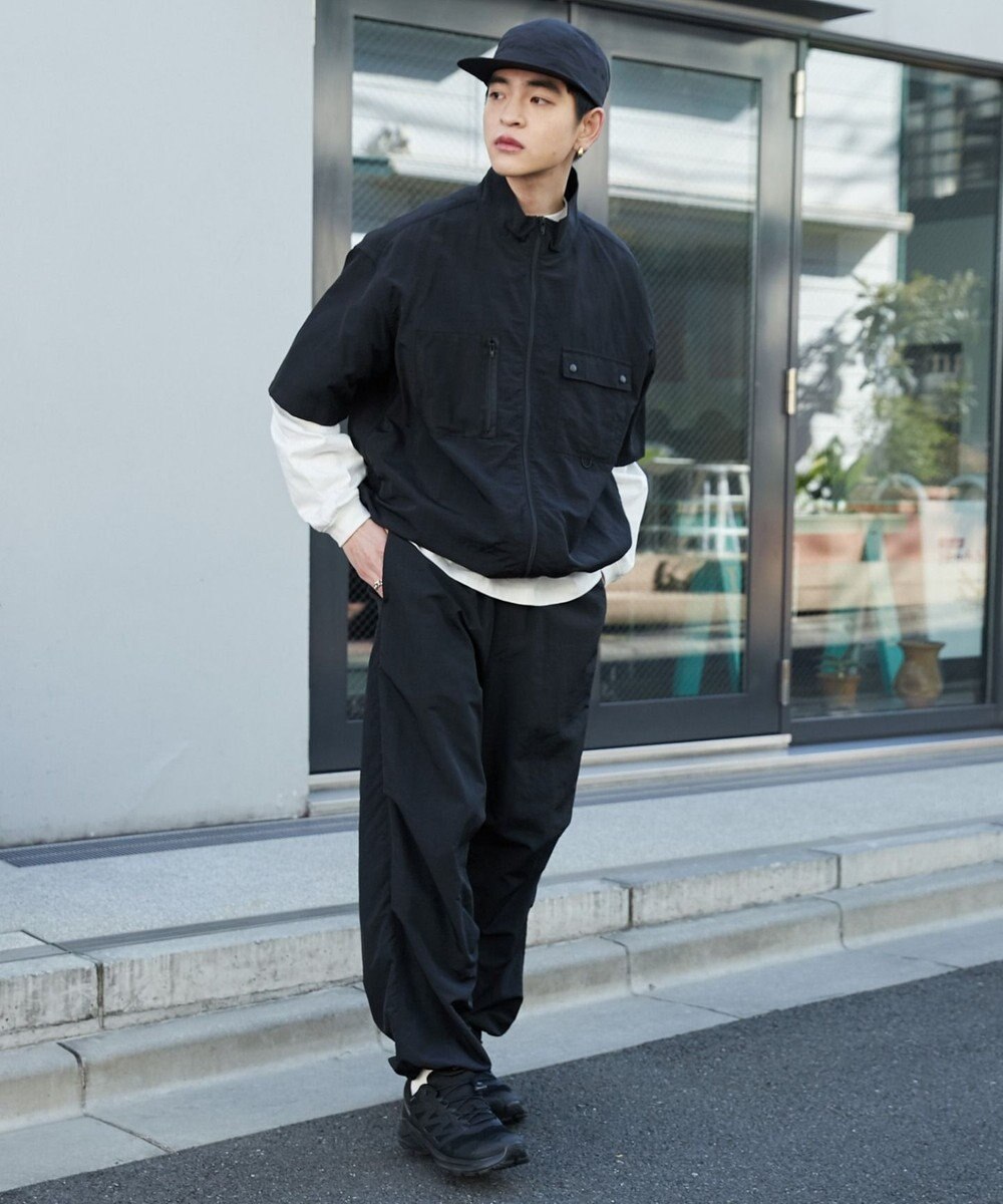 WEGO 【ウエストゴム/MLサイズ展開】ナイロンイージーパンツ 