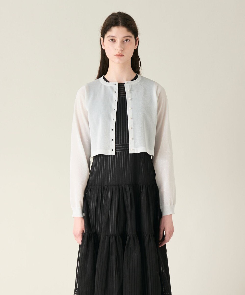 GRACE CONTINENTAL ラメシアーショートニットカーディガン 