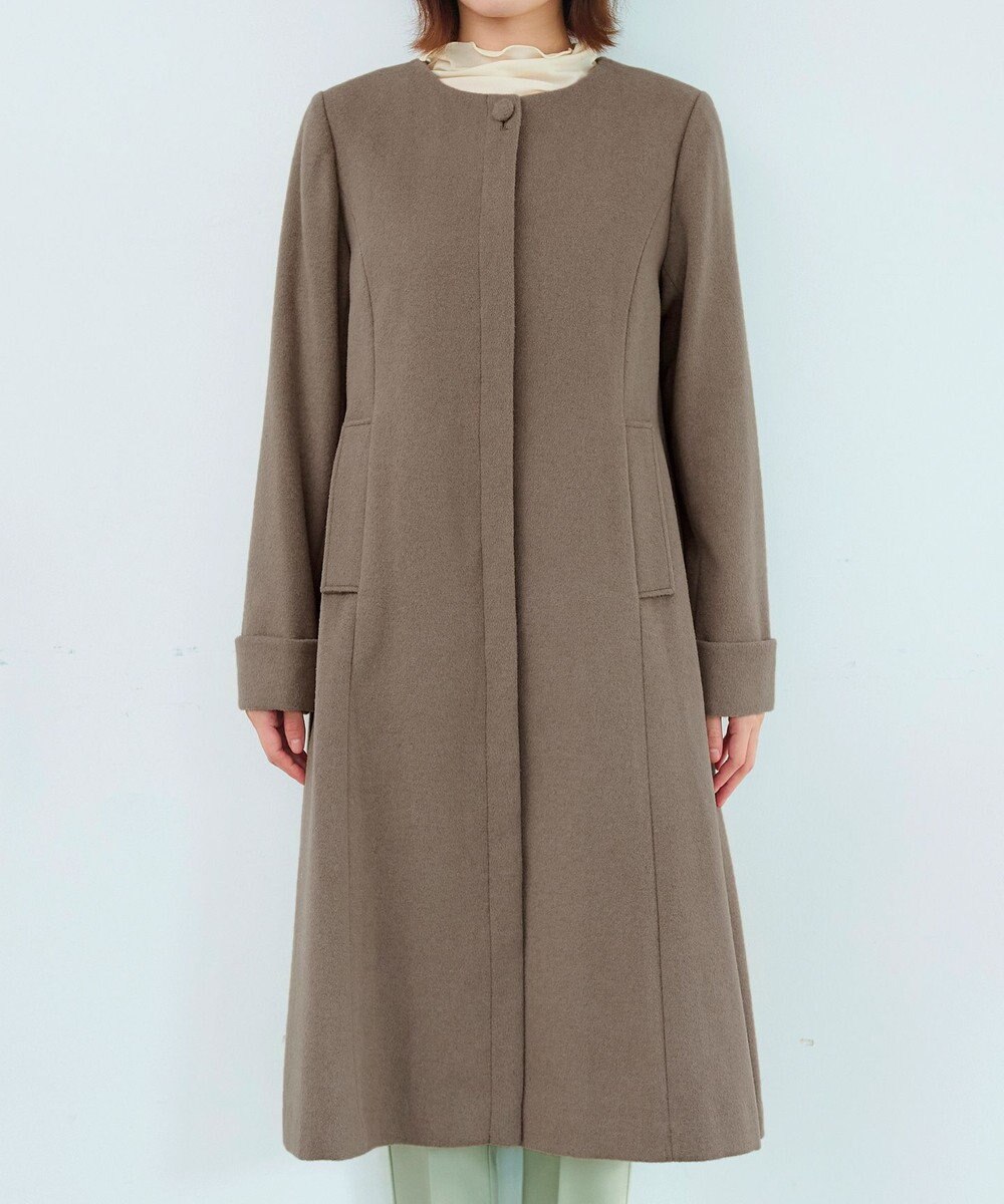 Tiaclasse 【ウール混】ノーカラーバックリボンウールコート 