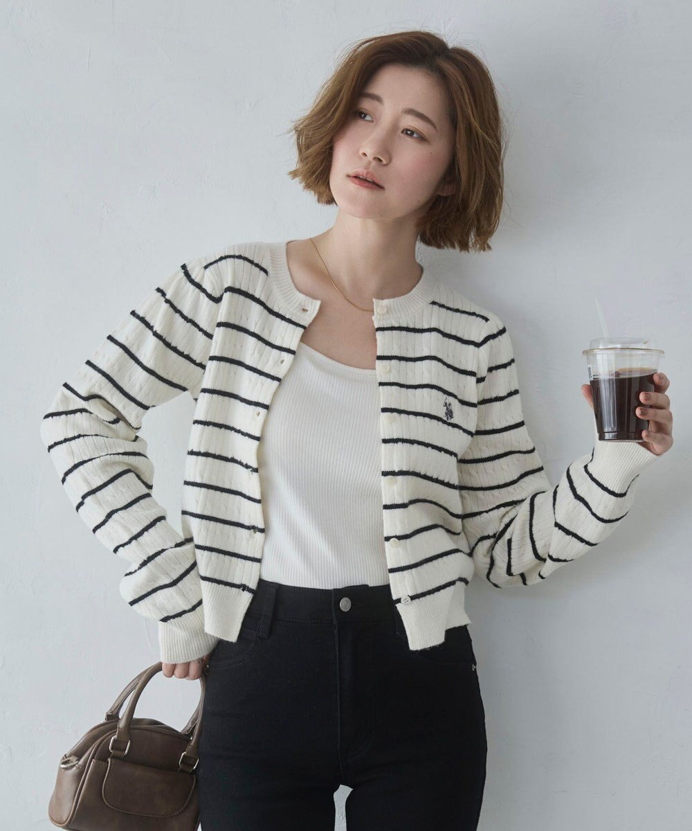 WEGO 【26年春新作】別注USPOLOケーブルニットカーデ 