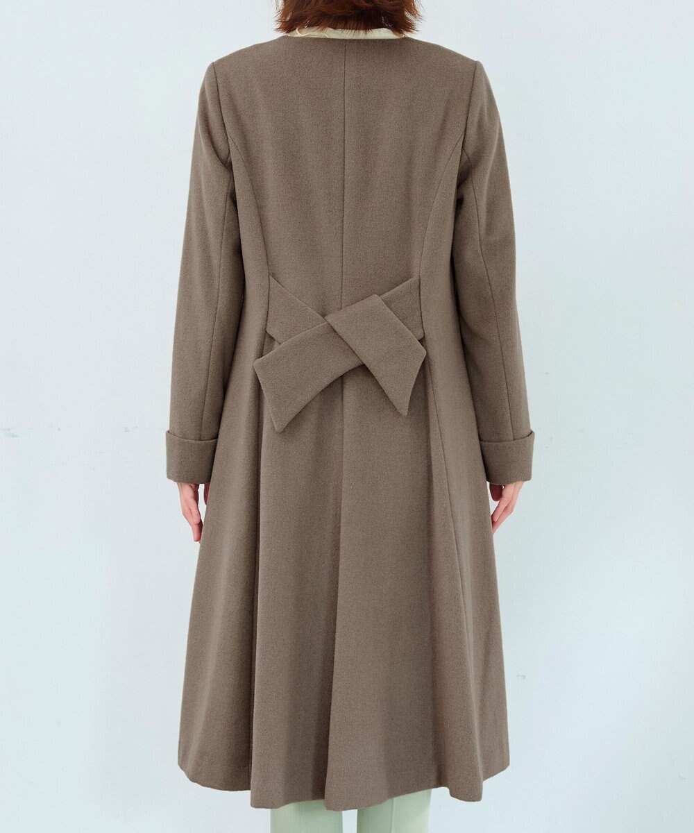 Tiaclasse 【ウール混】ノーカラーバックリボンウールコート 