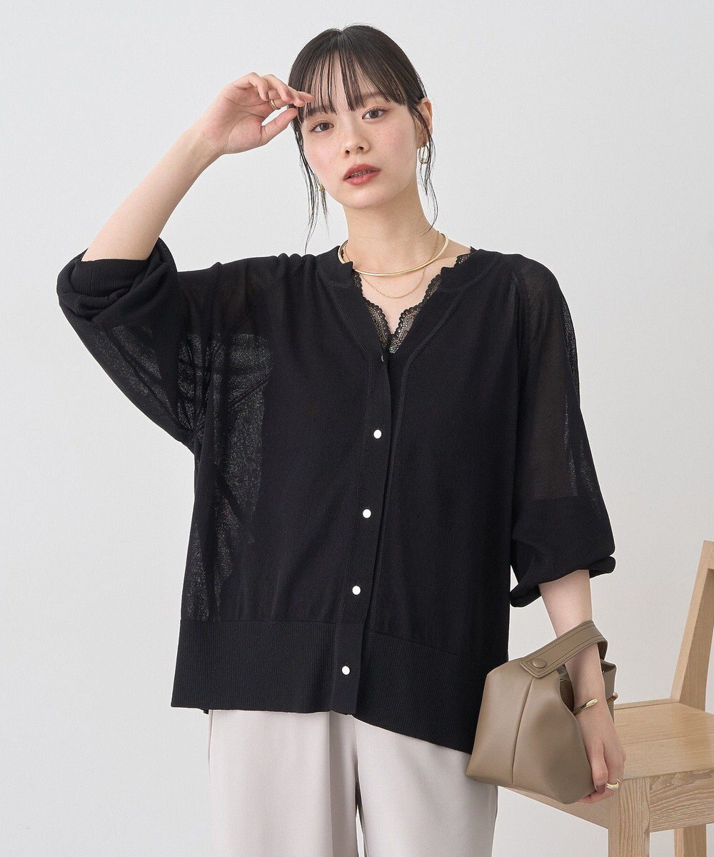 earth music&ecology 【接触冷感】キーネックシアーカーディガン 