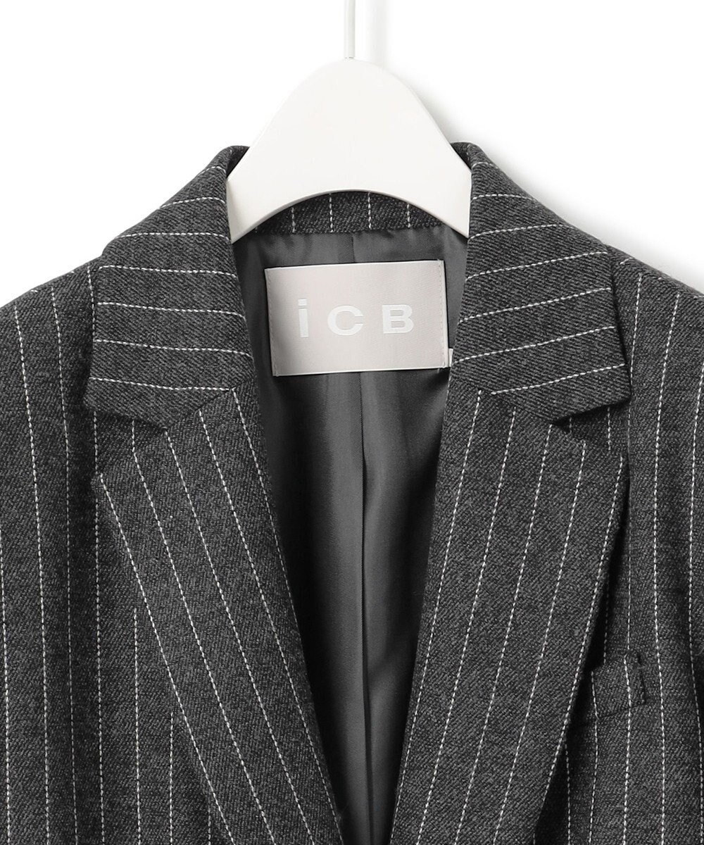 ICB シックツイードストライプ  テーラードジャケット 