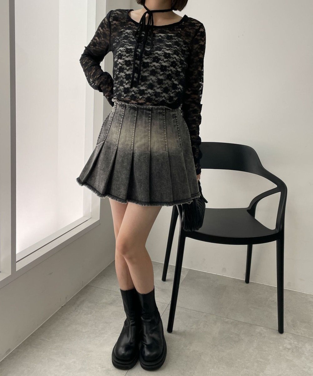 WEGO チョーカーリボン付きレースロンT 