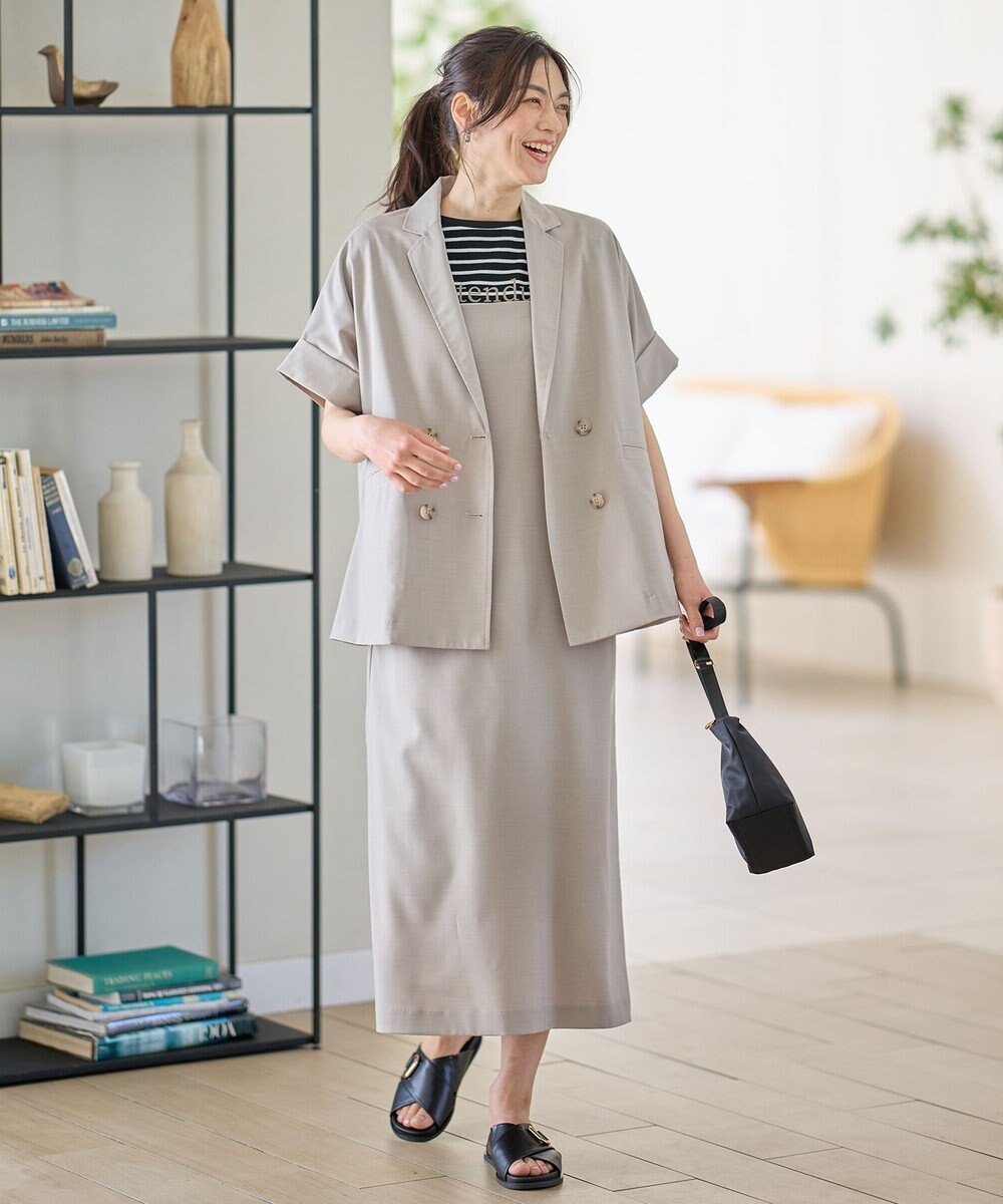 ANY L 【洗濯機可/セットアップ可/UVケア/速乾/イージーケア】サラサラテックリネンキャミソールワンピース 