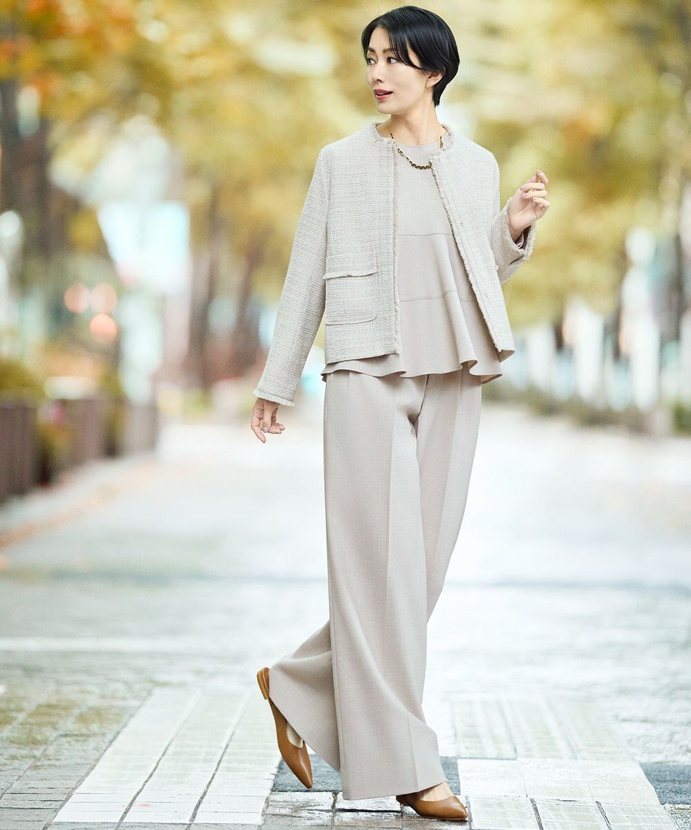 自由区 【SHIHOさん着用】ソフトウールブレンドワイド パンツ 