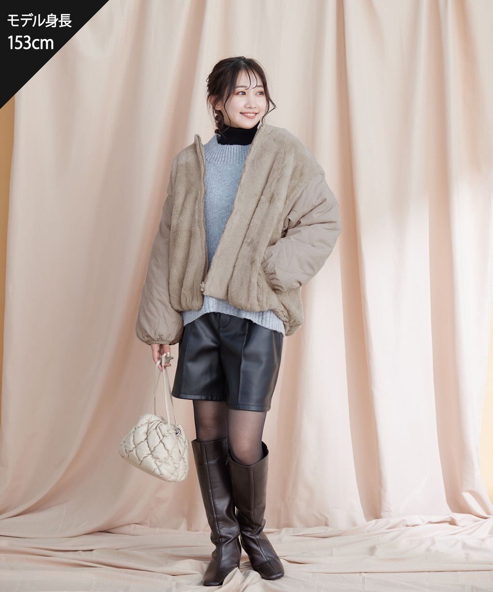 Tiaclasse 【リバーシブル】キルティングエコファー2WAYブルゾン 