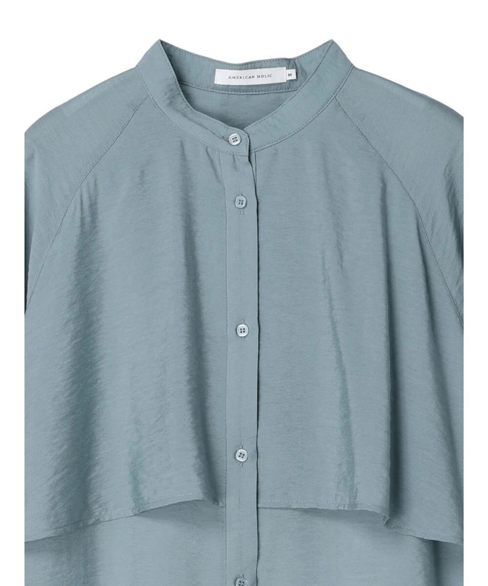 AMERICAN HOLIC バンドカラーフリルシャツチュニック 