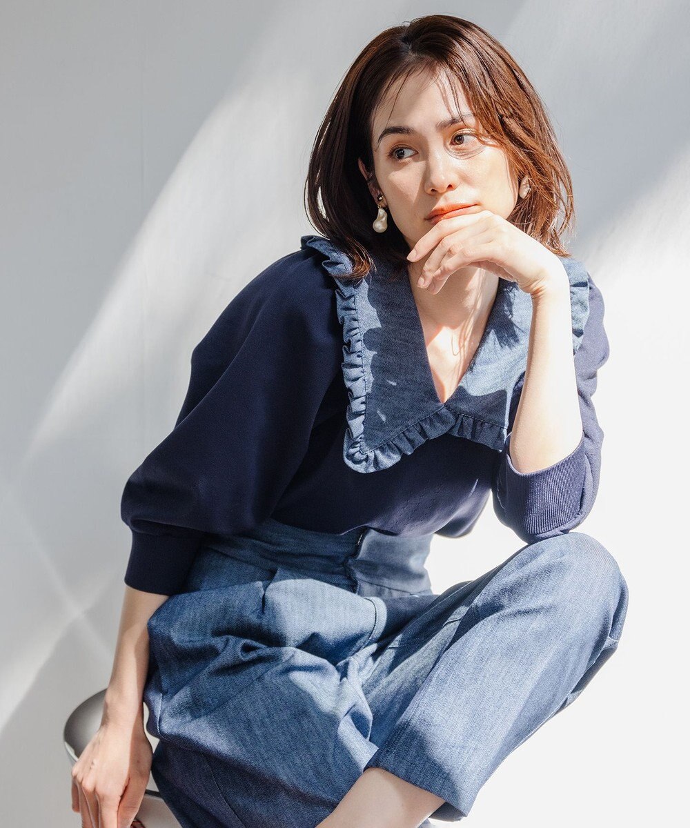 組曲 L 【組曲×setsuko sagittaire】襟付きプルオーバー ニット 