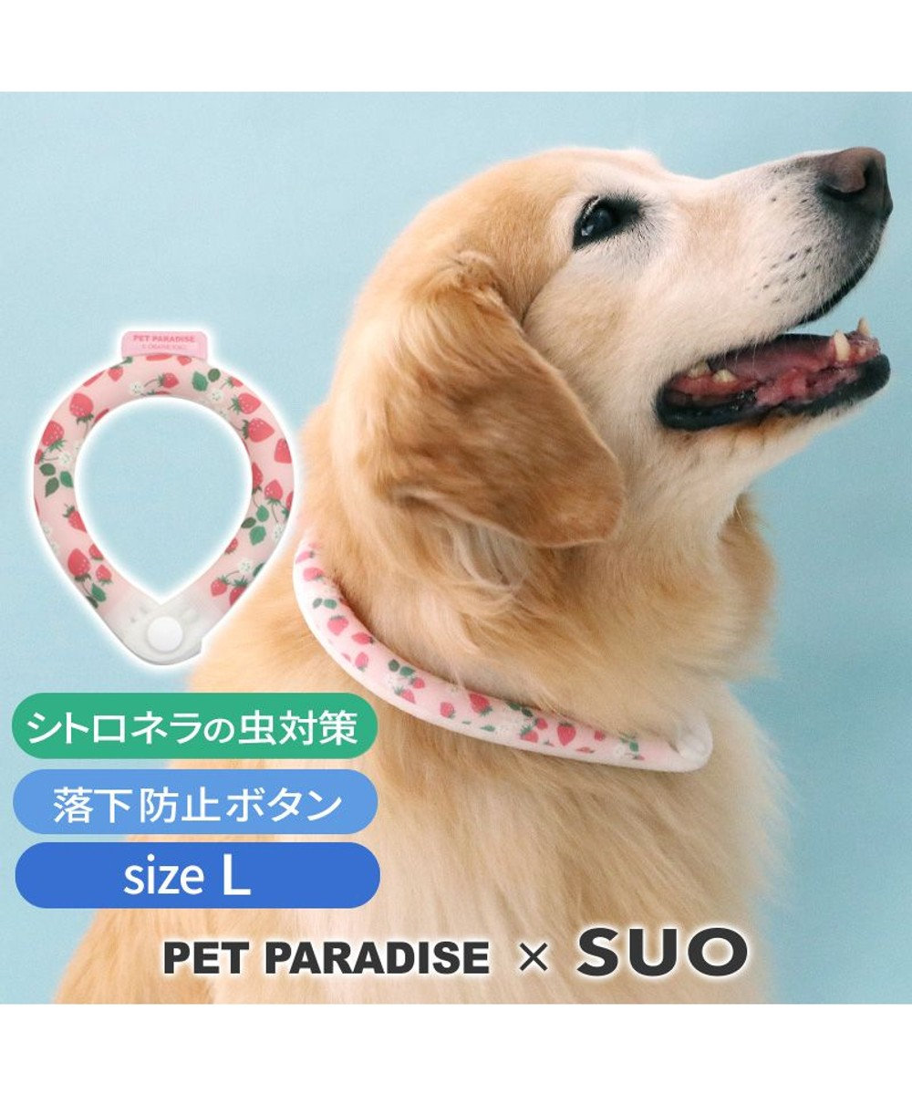 PET PARADISE ペットパラダイス 28℃クールリング SUO 《いちご柄》 〔Ｌ〕 大型犬 いちご