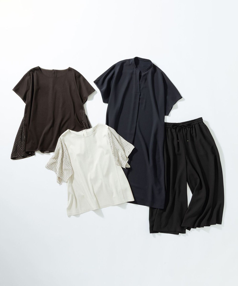 23区 L 【Lサイズ限定/吸水速乾/UVカット/接触冷感/】ストレッチジョーゼット ガウチョパンツ 