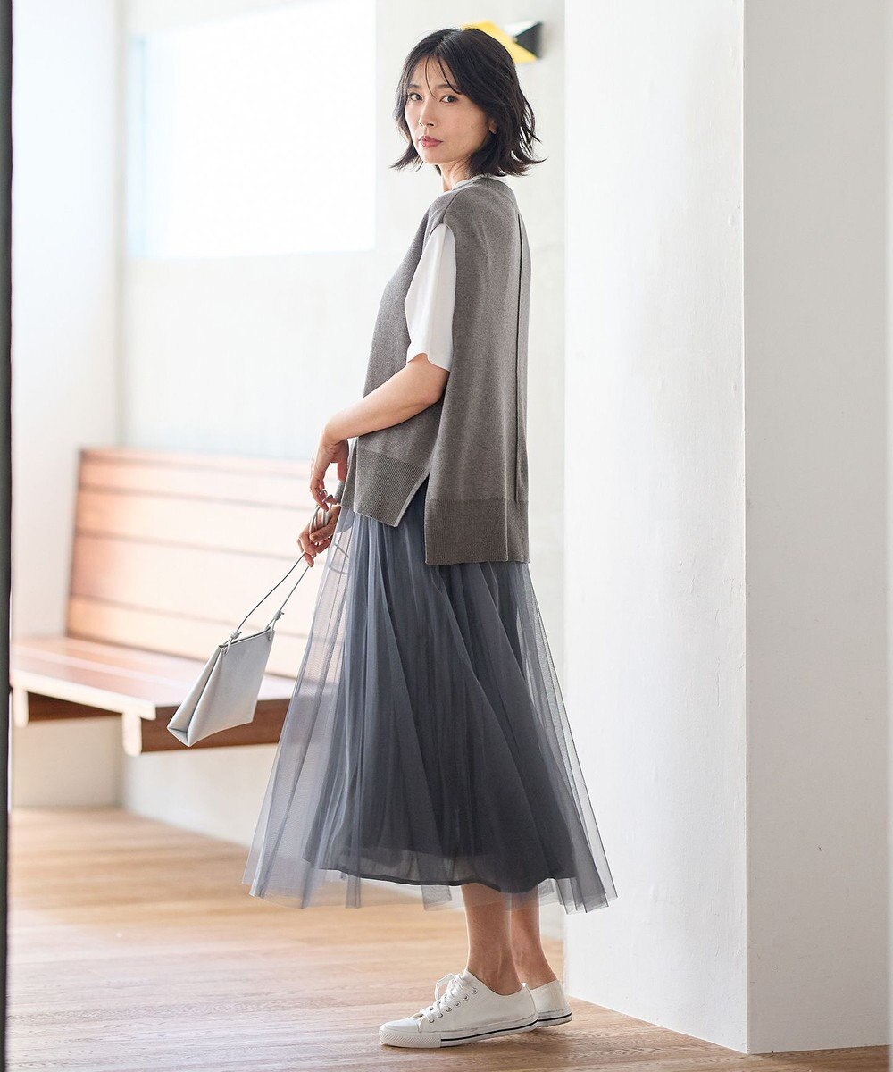 ANY 【洗濯機可】スリットニットベスト 