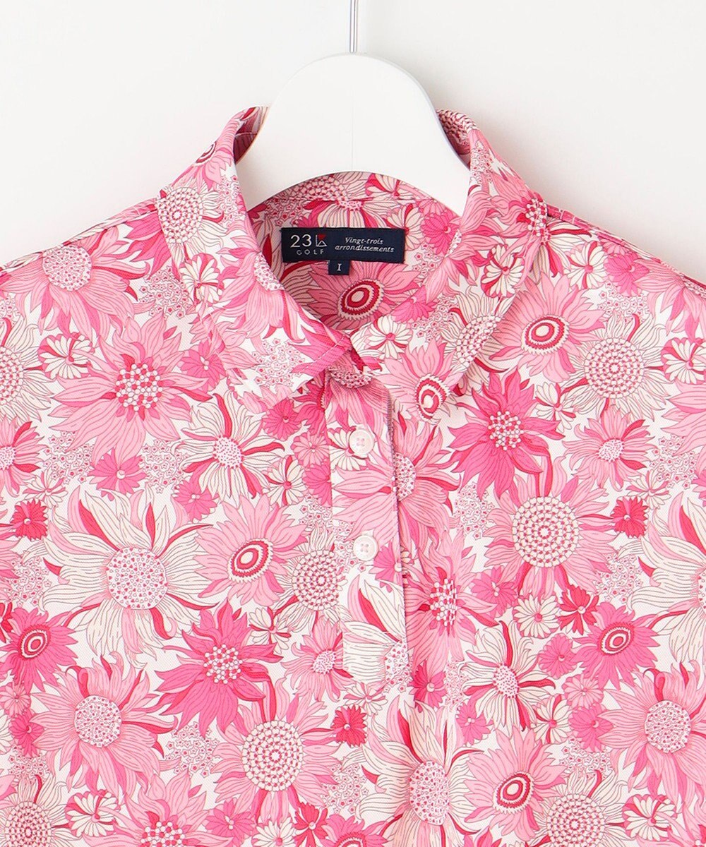 23区GOLF 【WOMEN】【UVケア/吸水速乾】スプリングフラワー柄 半袖ポロシャツ 