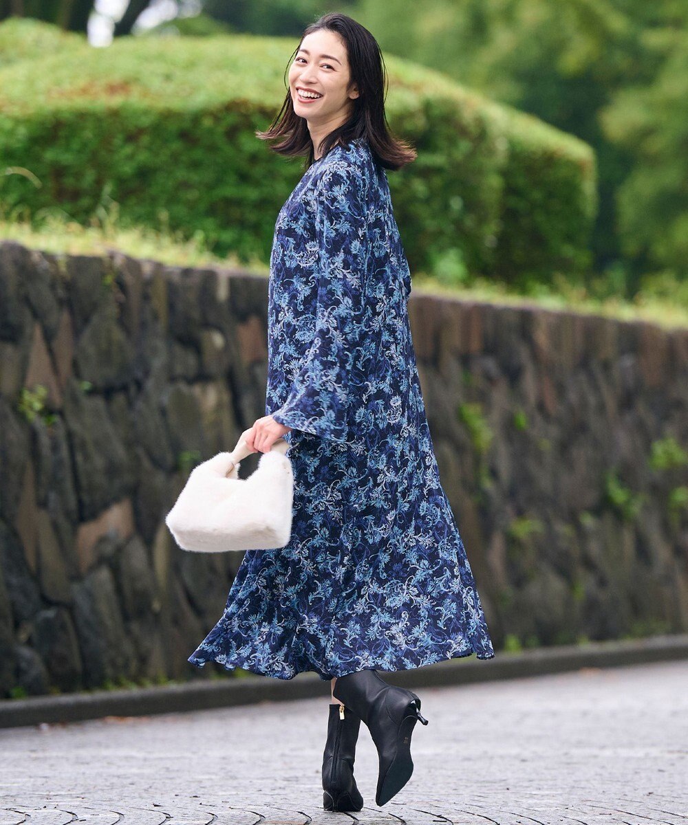 自由区 L 【洗える】バロックプリント ワンピース 