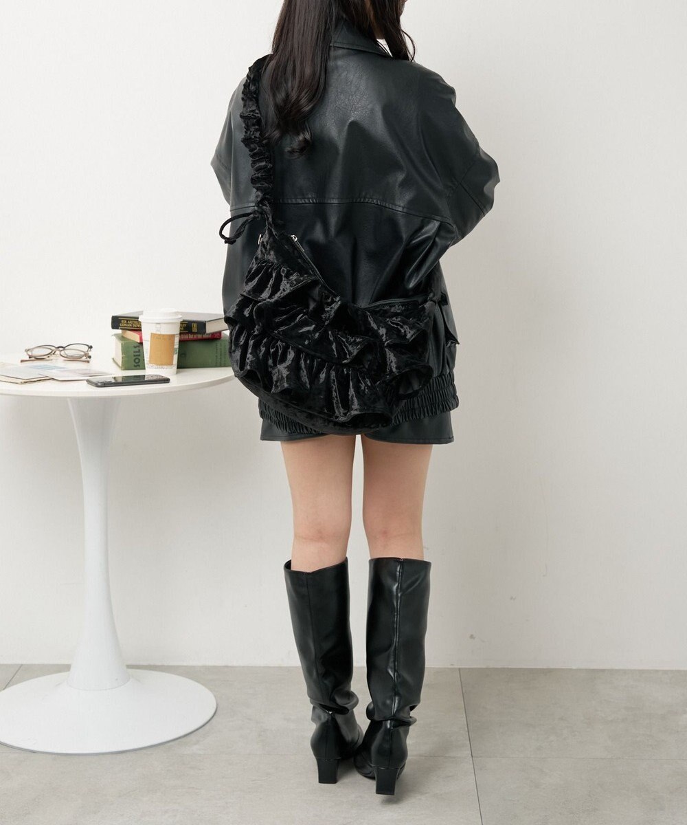 WEGO ベロアフリルギャザーショルダー 