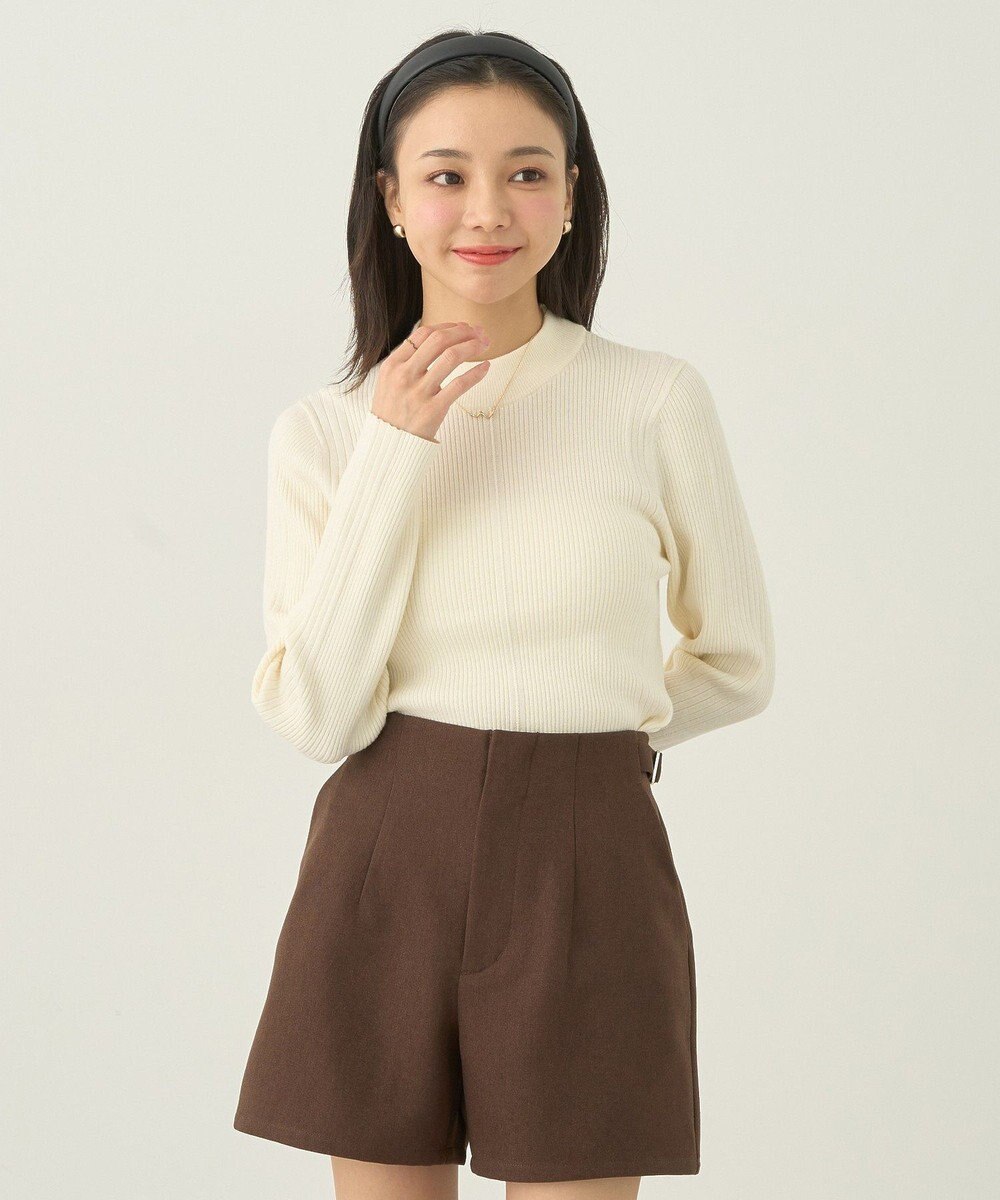 earth music&ecology やわらかタッチハイネックリブニットプルオーバー 