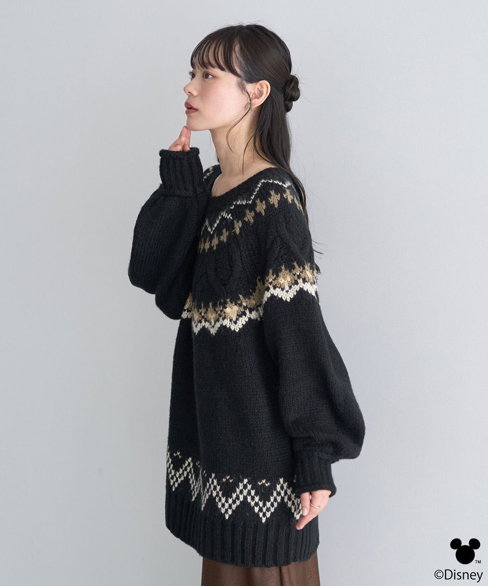 earth music&ecology 【予約】Disney/ミッキー刺繍ノルディックニットチュニック 