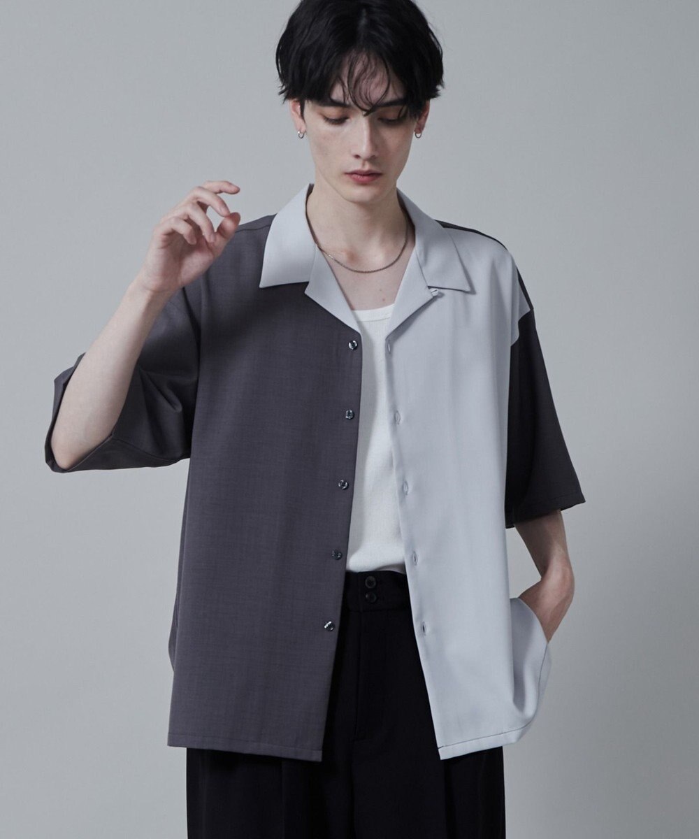 WEGO カラーブロックオープンカラーシャツ（S） 