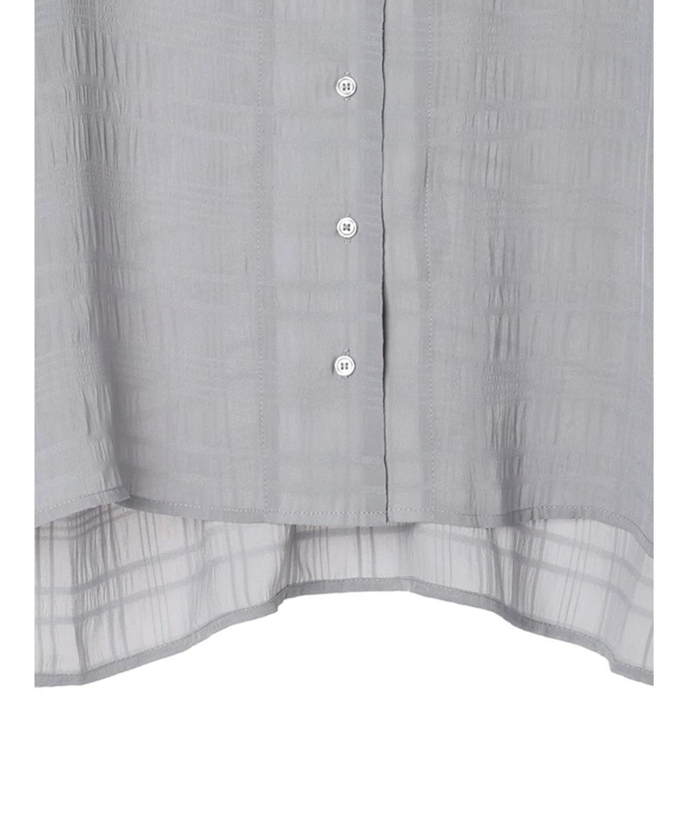 Green Parks シアーチェック開襟ブラウス 