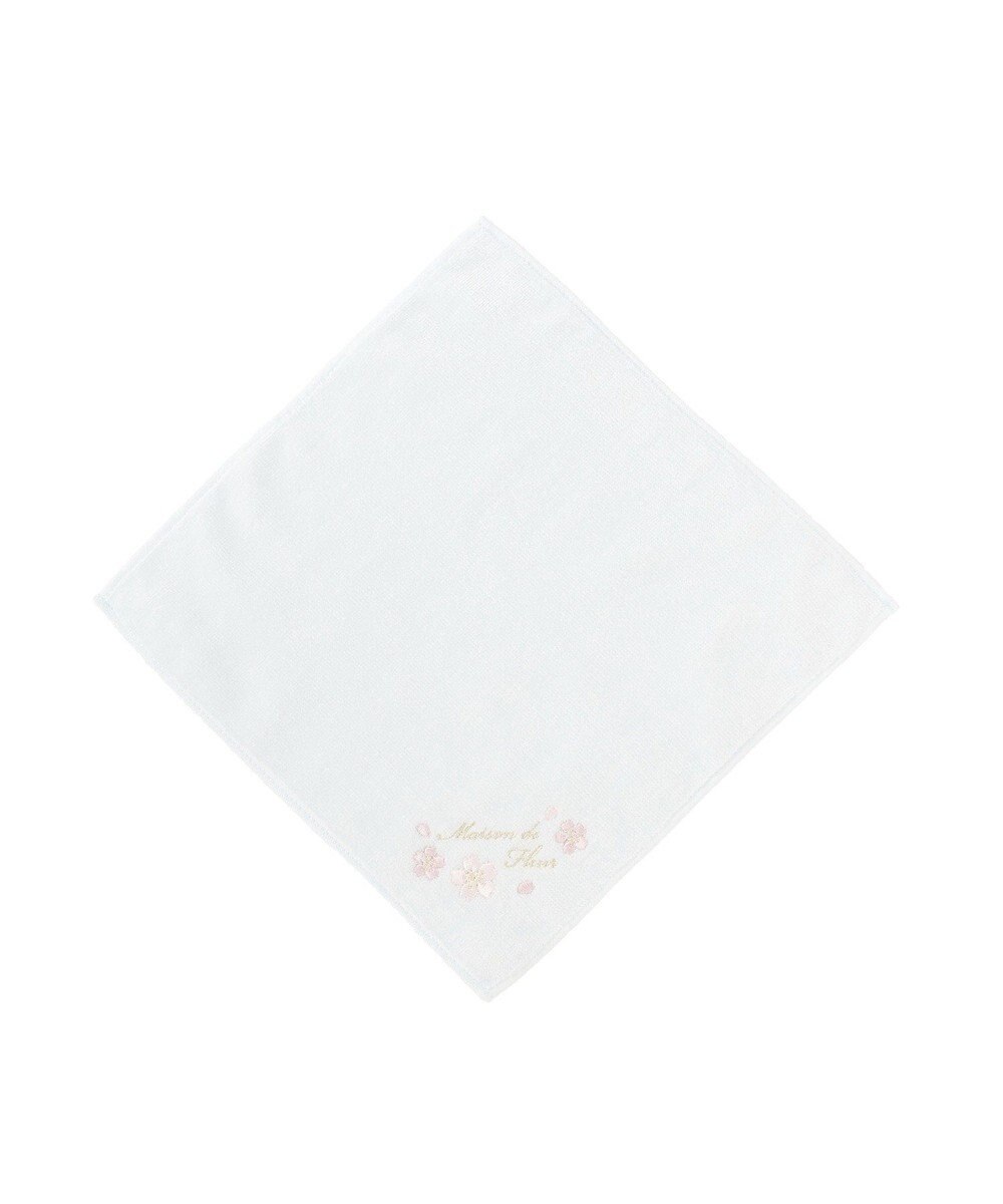 Maison de FLEUR サクラ刺繍タオルハンカチ 