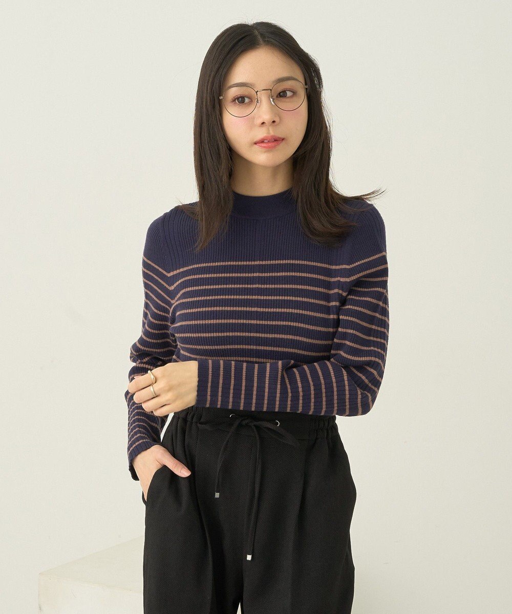 earth music&ecology やわらかタッチハイネックリブニットプルオーバー 