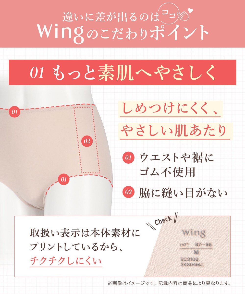 Wing ショーツ やさしい肌あたり ズレ上がりにくい しめつけにくい 【綿の贅沢 フラットショーツ】 はきこみ丈ふかめ 3Lまで対応 大きいサイズ EC3100 ウイング／ワコール 