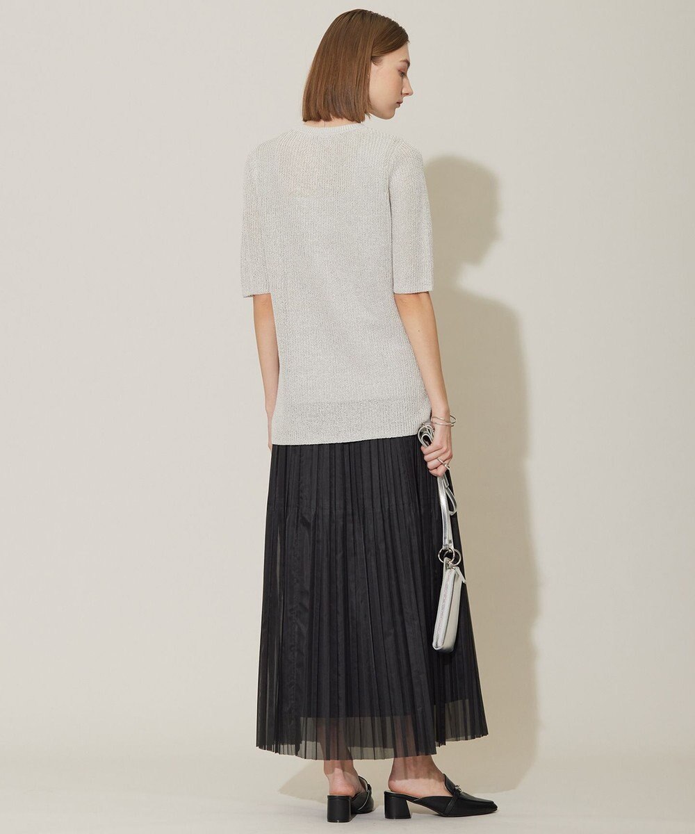 ICB 【WEB限定カラーあり・洗える】 ペーパーブレンドシャインニット 5分袖プルオーバー 