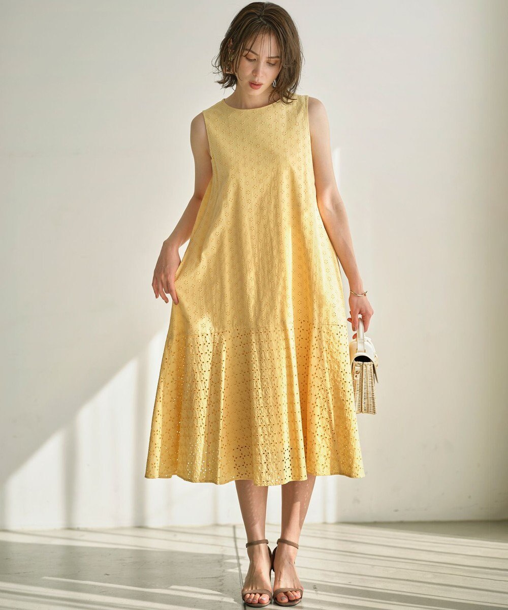組曲 S 【WEB限定】エンブロイダリーレース ノースリーブワンピース 