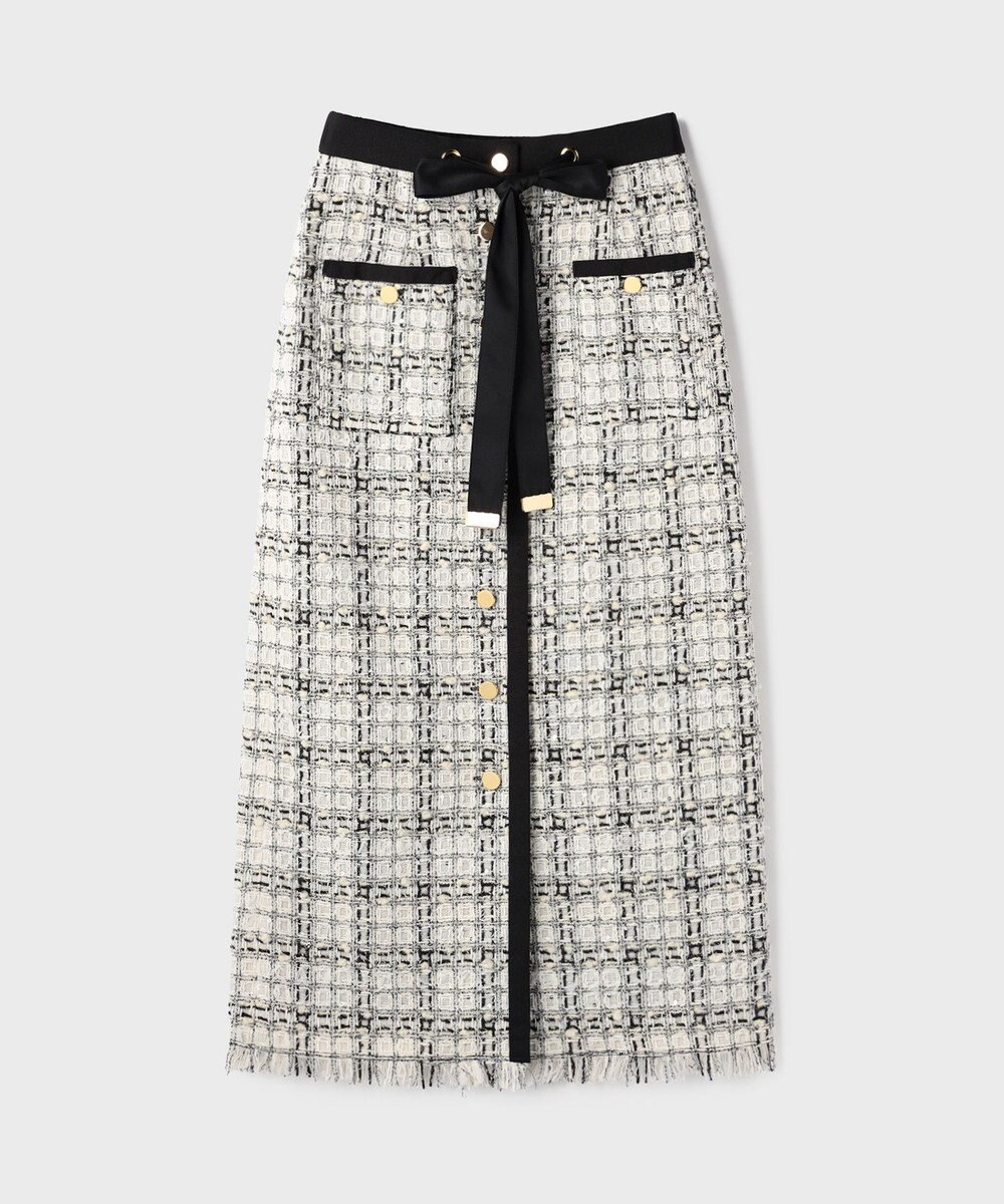 GRACE CONTINENTAL トリミングツイードスカート 