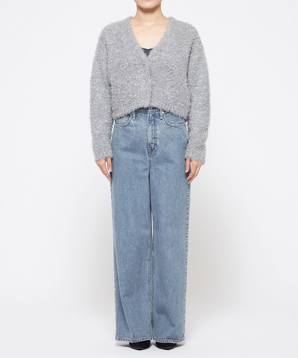 uncrave ヘアリー ラメ ニット ショート カーディガン（uncrave WHITE） 