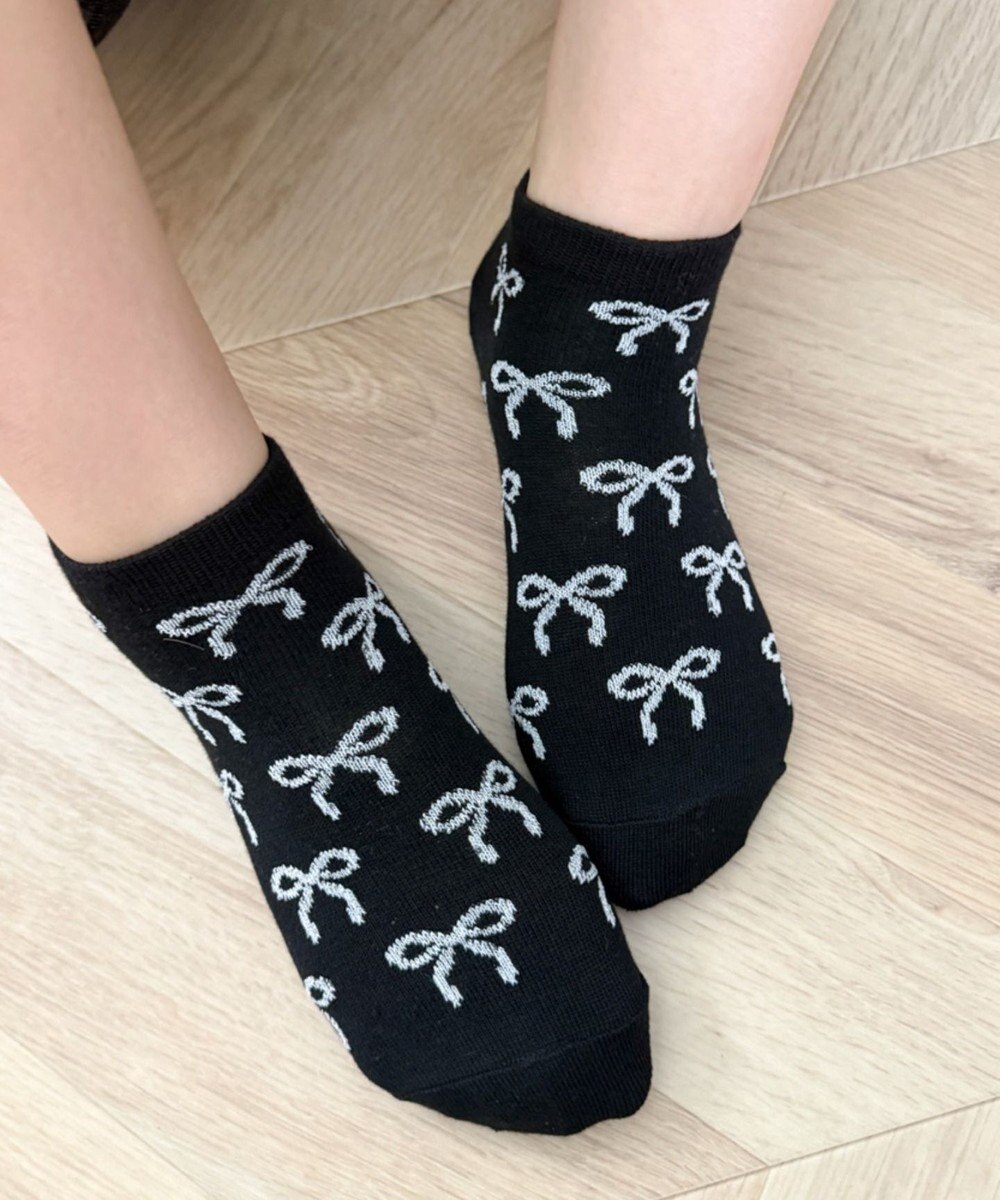 WEGO リボン総柄ショートソックス 