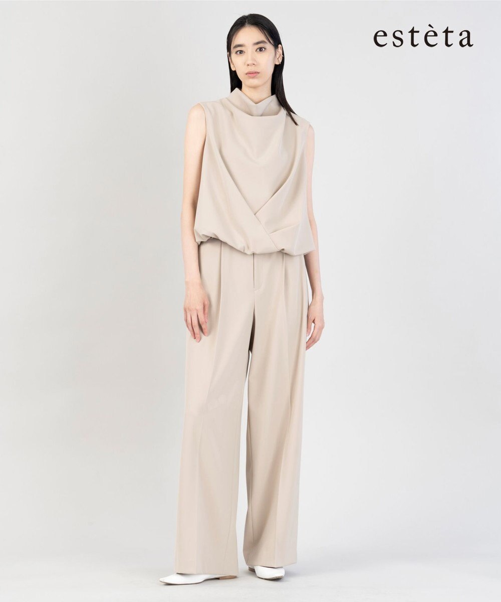 23区 【エステータ】コットンダブルクロス マーベルト ワイドパンツ 