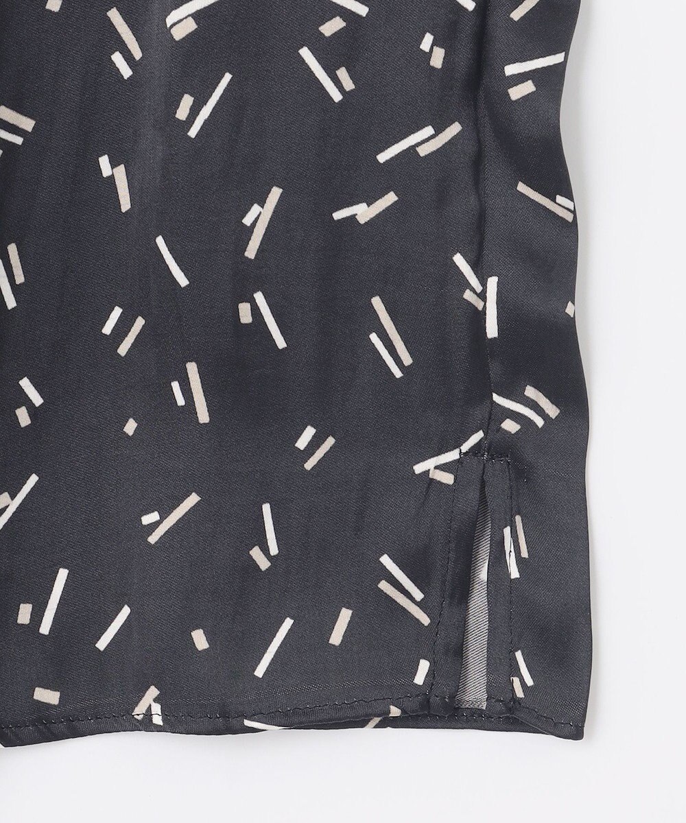 自由区 【洗える・XSサイズあり】ビンテージサテンプリント柄 ブラウス 