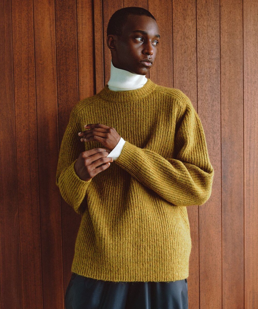 UNFILO MENS ヘアリー クルーネックニット 