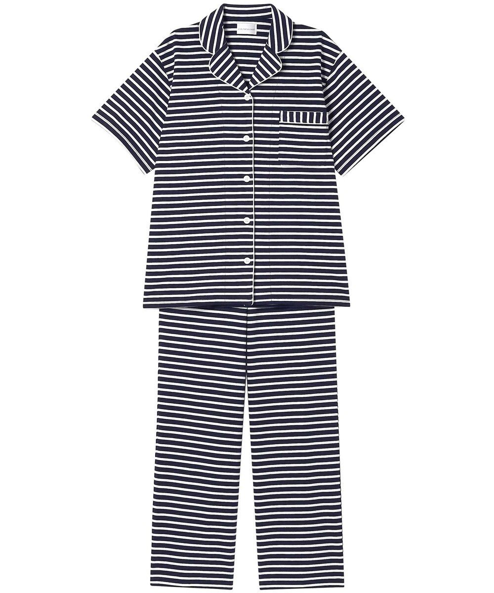 une nana cool 綿100％ 薄手裏毛ボーダー 半袖パジャマ 