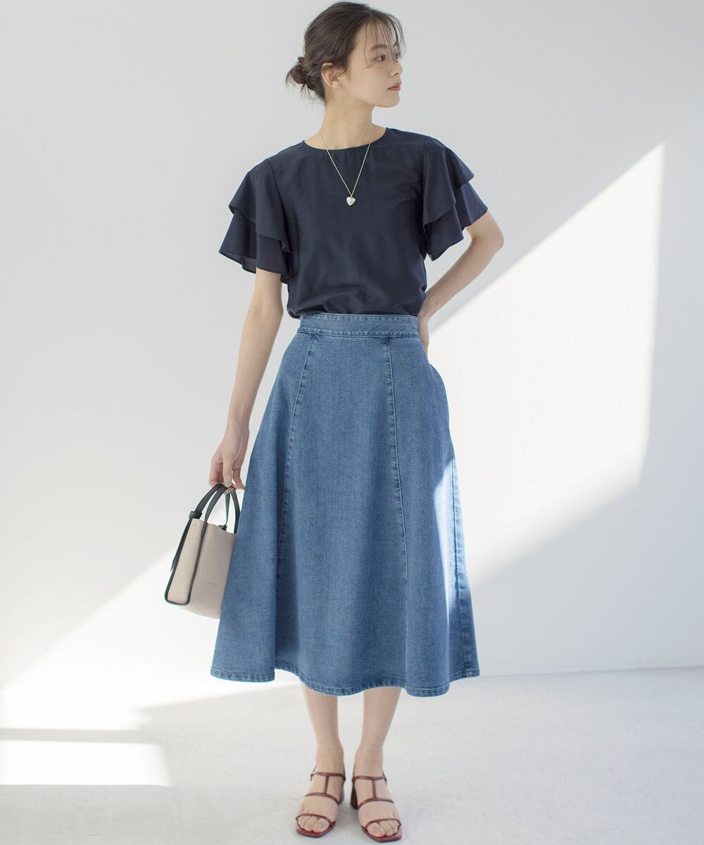 組曲 ライトデニム フレアスカート 