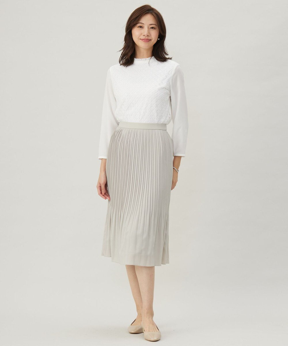 J.PRESS LADIES パウダリーツイルレースコンビ カットソー 