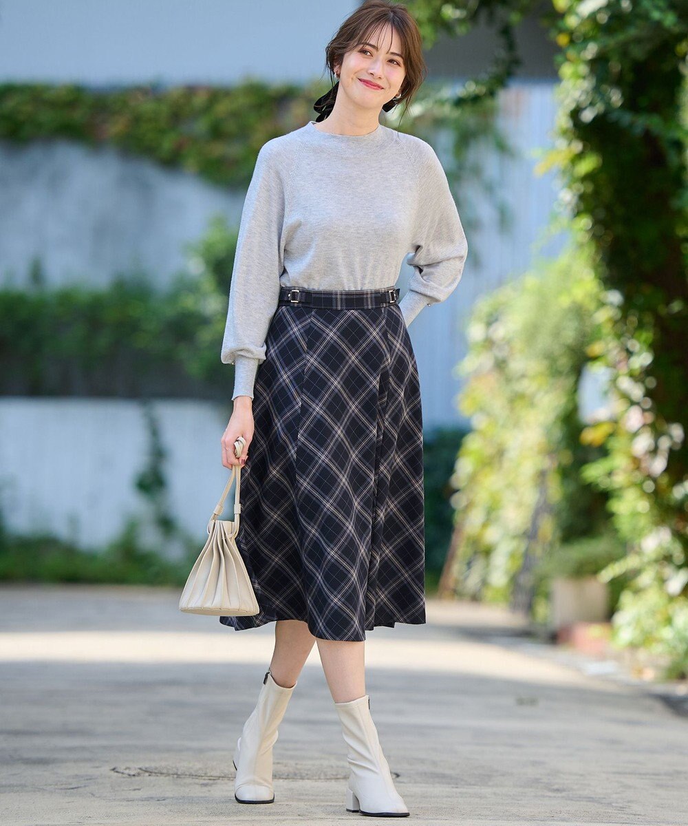 ANY SIS 【洗える】ベルトポイントフレア スカート 